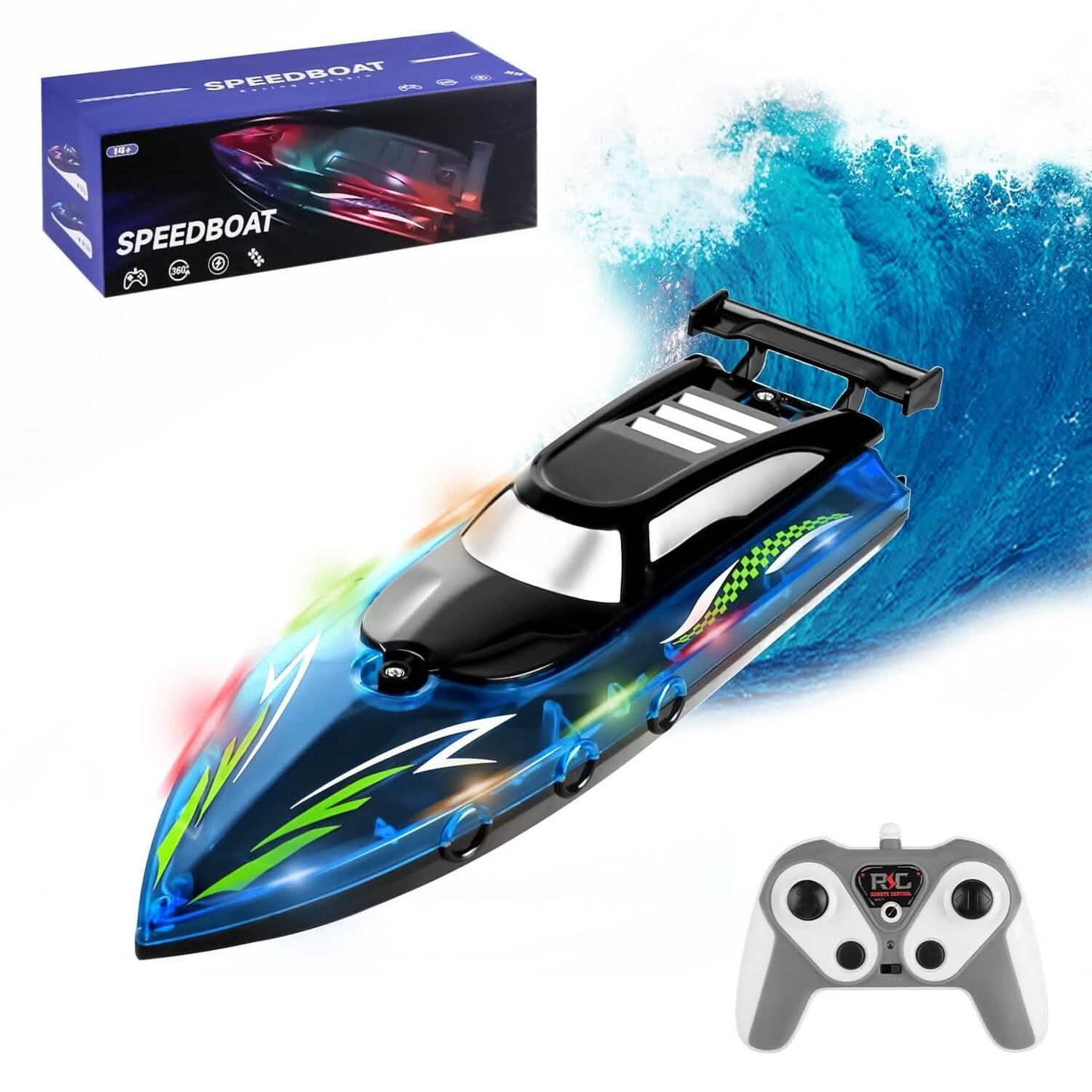 RC Boat with Colorful LED Light 10KM/H