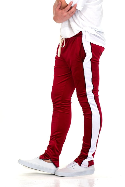 VELVET PANTS SIDE STRIPE PIPING JOGGERS ANKLE ZIPPER P154
