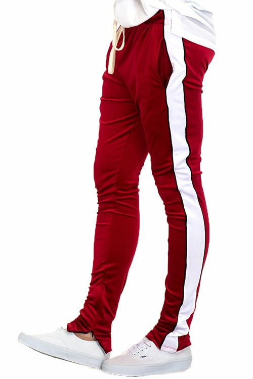 VELVET PANTS SIDE STRIPE PIPING JOGGERS ANKLE ZIPPER P154