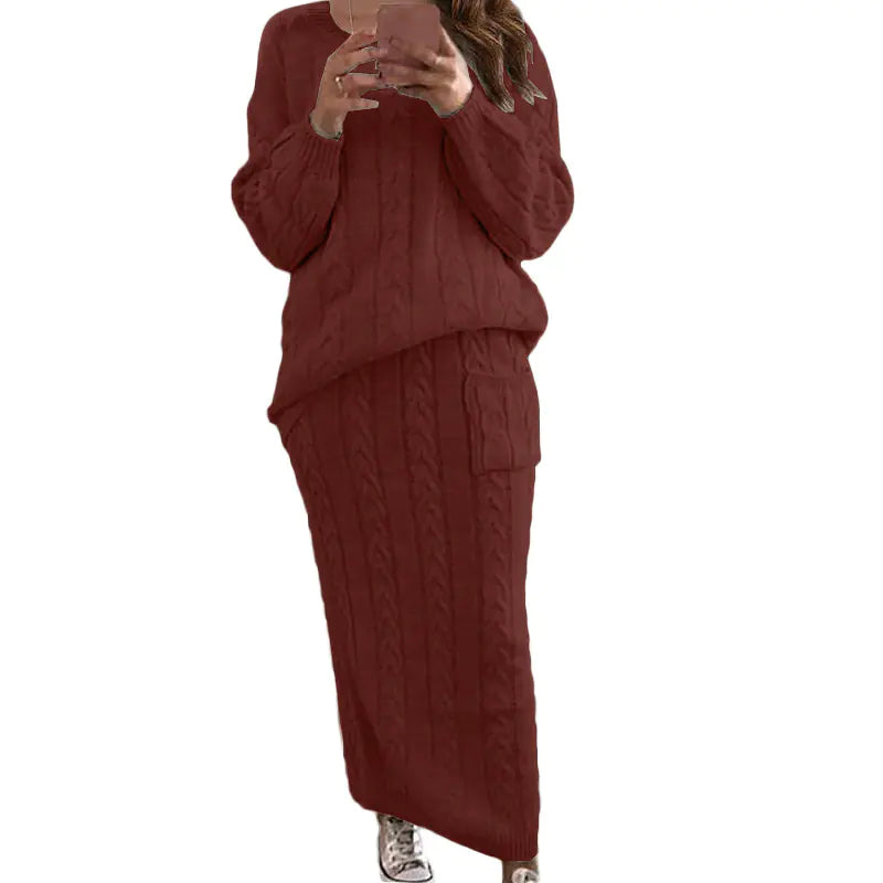 Autumn Winter Women's Fashion Sweater Dress Set