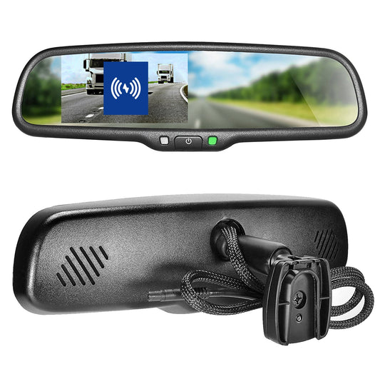 Master Tailgaters 10.5" Rear View Mirror with 4.3" LCD Screen + Wireless Calling Enabled | Rearview Universal Fit Mount | Auto Adjusting Brightness LCD | Anti Glare | Full Original Mirror Replacement