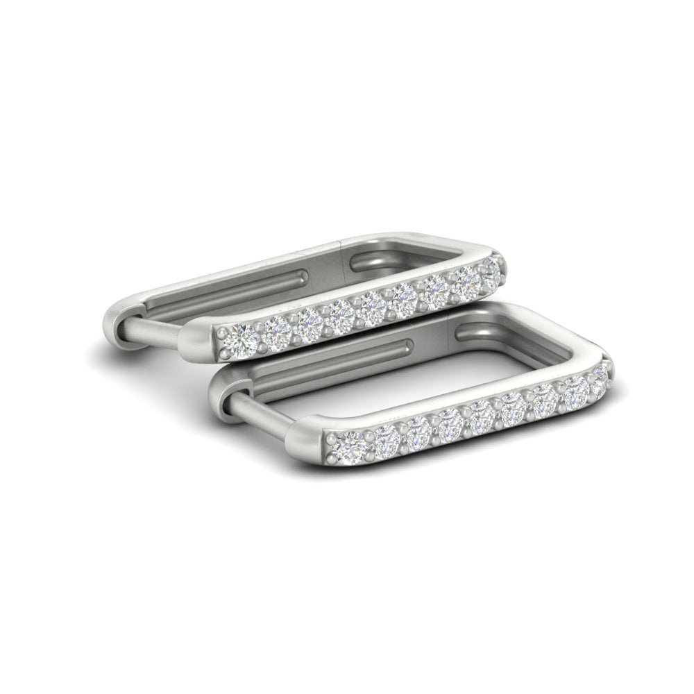 Rectangle Diamond Hoop Earring
