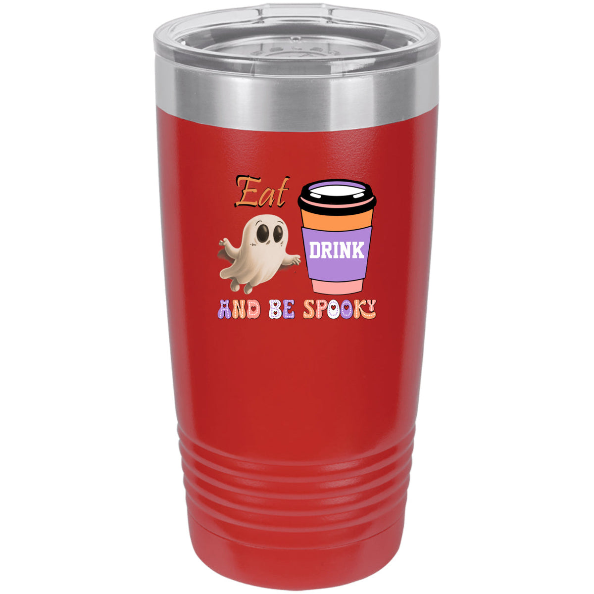 Eat Drink and Be Spooky Polar Camel 20 oz Vacuum Insulated Ringneck Tumbler with Clear Lid
