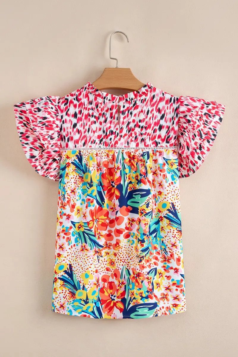 Women's Blouse - Floral Print Ruffle Sleeve - Southern Belle Top
