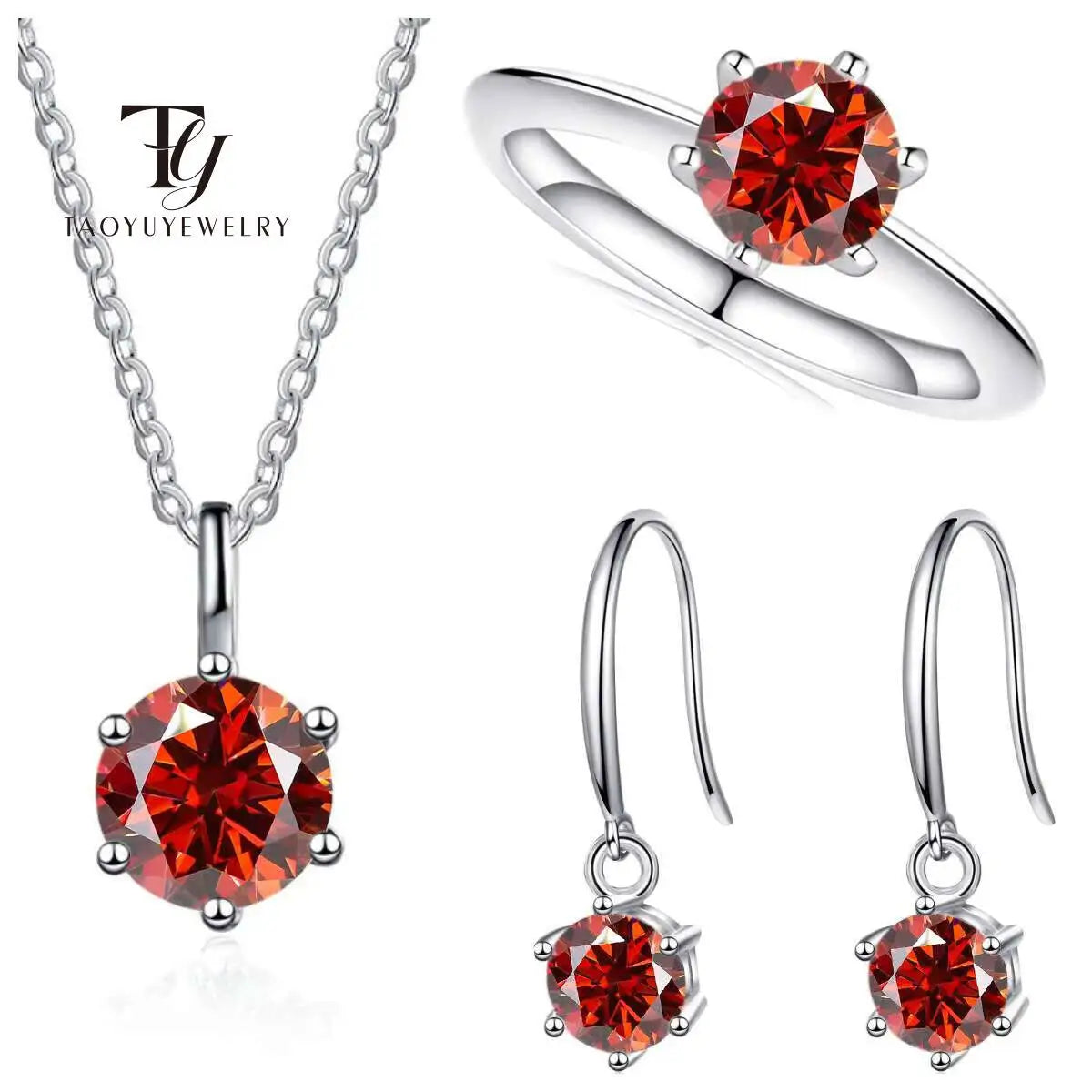 Conjunto de joyas de moissanita de plata de ley 925 de 2,5 CT y color D, collar y pendientes