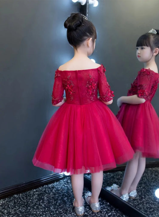 Red Tulle Flower Girl Dress - # GIAA221710002