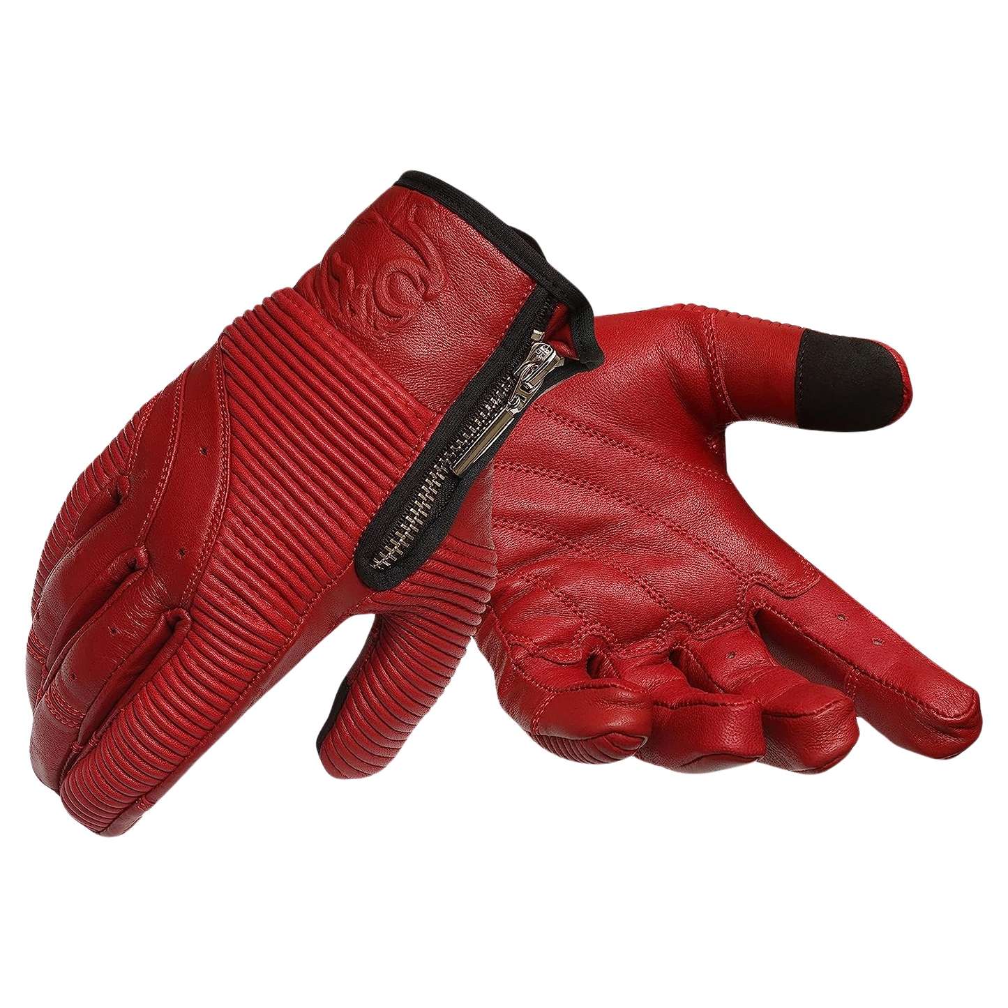 Red Minamoto Motorcycle Riding Gloves with Zip Closure