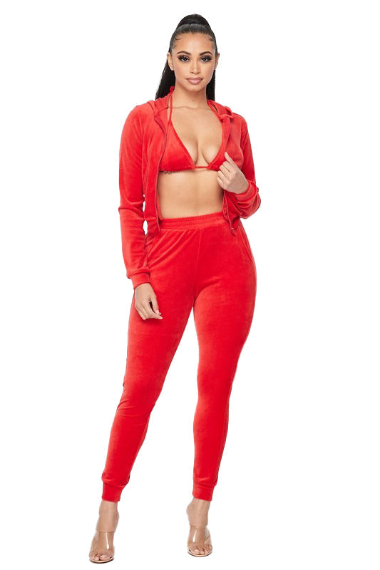 Traje de Chándal de Terciopelo de 3 Piezas