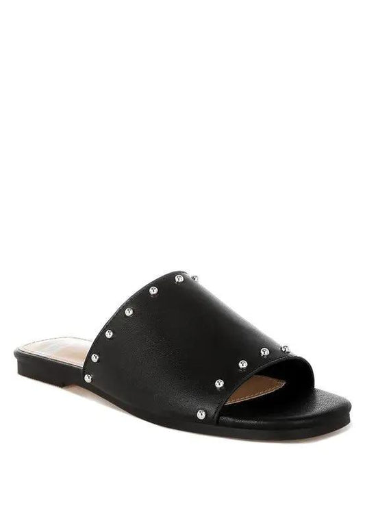 Dresses Rag Company Mocasines planos con tachuelas de cuero genuino Renaldi para mujer