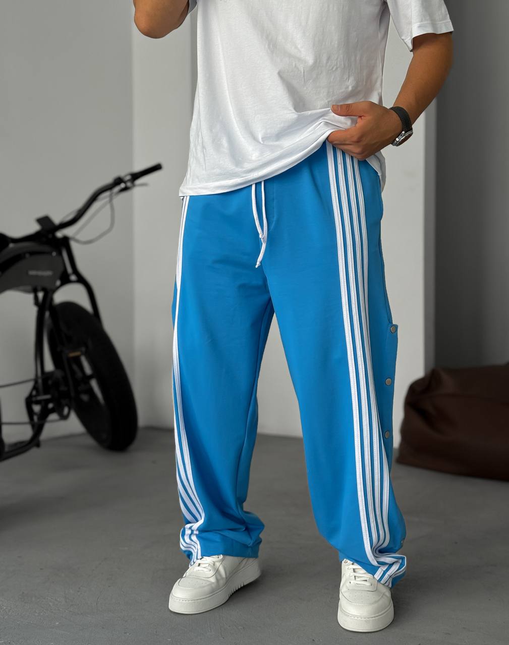 Unisex Oversize Tearaway Track Pants with Side Stripes