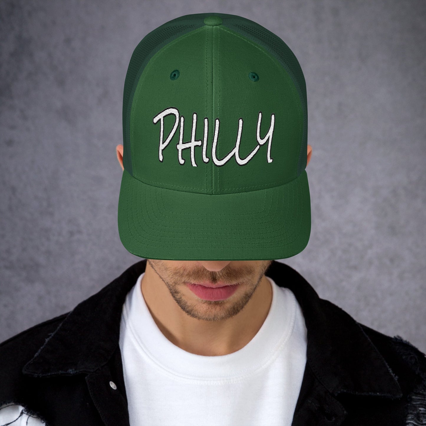Philly Trucker Cap | Handwritten Embroidered Philadelphia Hat