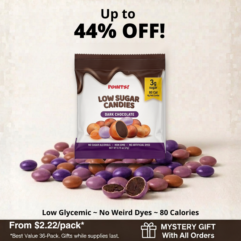 Caramelos de chocolate oscuro de bajo índice glucémico