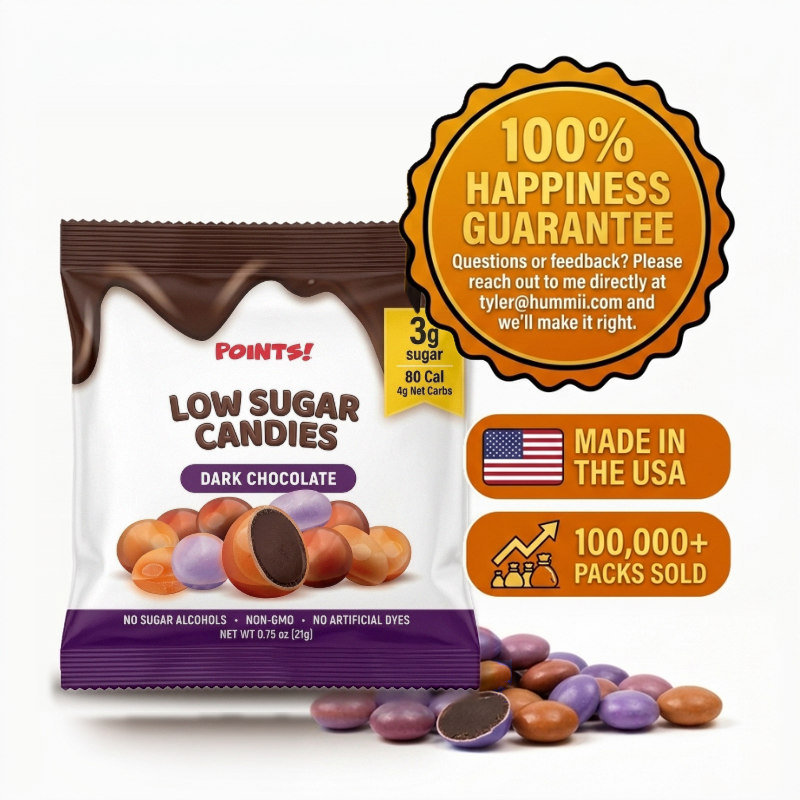 Caramelos de chocolate oscuro de bajo índice glucémico