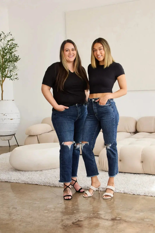 Shoes Trendsi Jeans rotos para mujer Control de abdomen Mezclilla Uso diario Ajuste que adelgaza