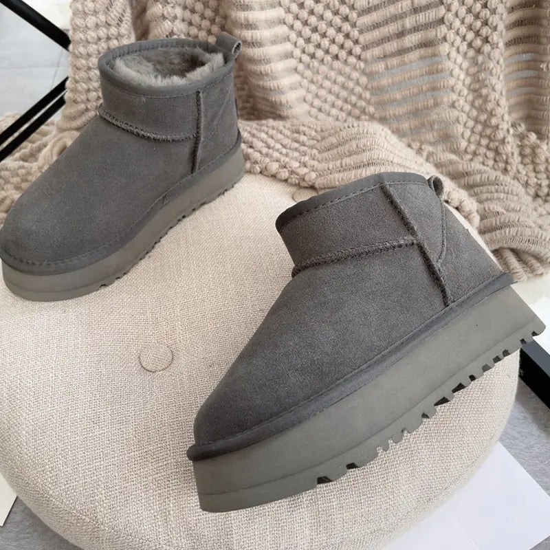 Women's Thick-soled Winter Boots - Warm Short Ankle Shoes