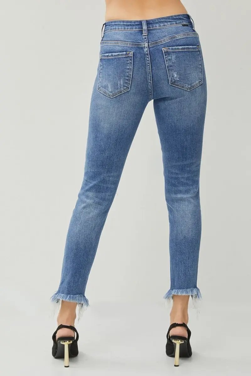 Jeans & Denim Trendsi RISEN Slim Jeans Women's Everyday Denim Distressed Hem Trendy Style
