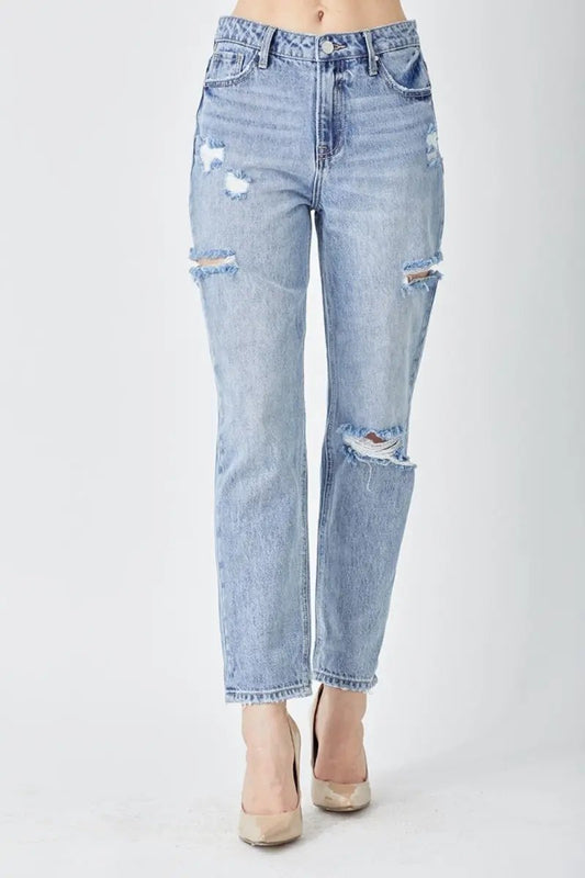 Tendencia de Zapatos RISEN Jeans Rotos Mujer Slim Cropped Denim de Moda Envío desde EE. UU.