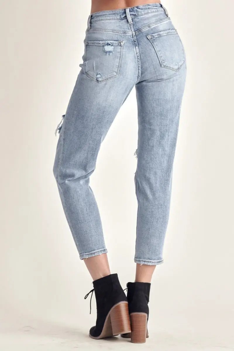 Shoes Trendsi RISEN Distressed Jeans Women's Trendy Slim Cropped Denim - USA Ship