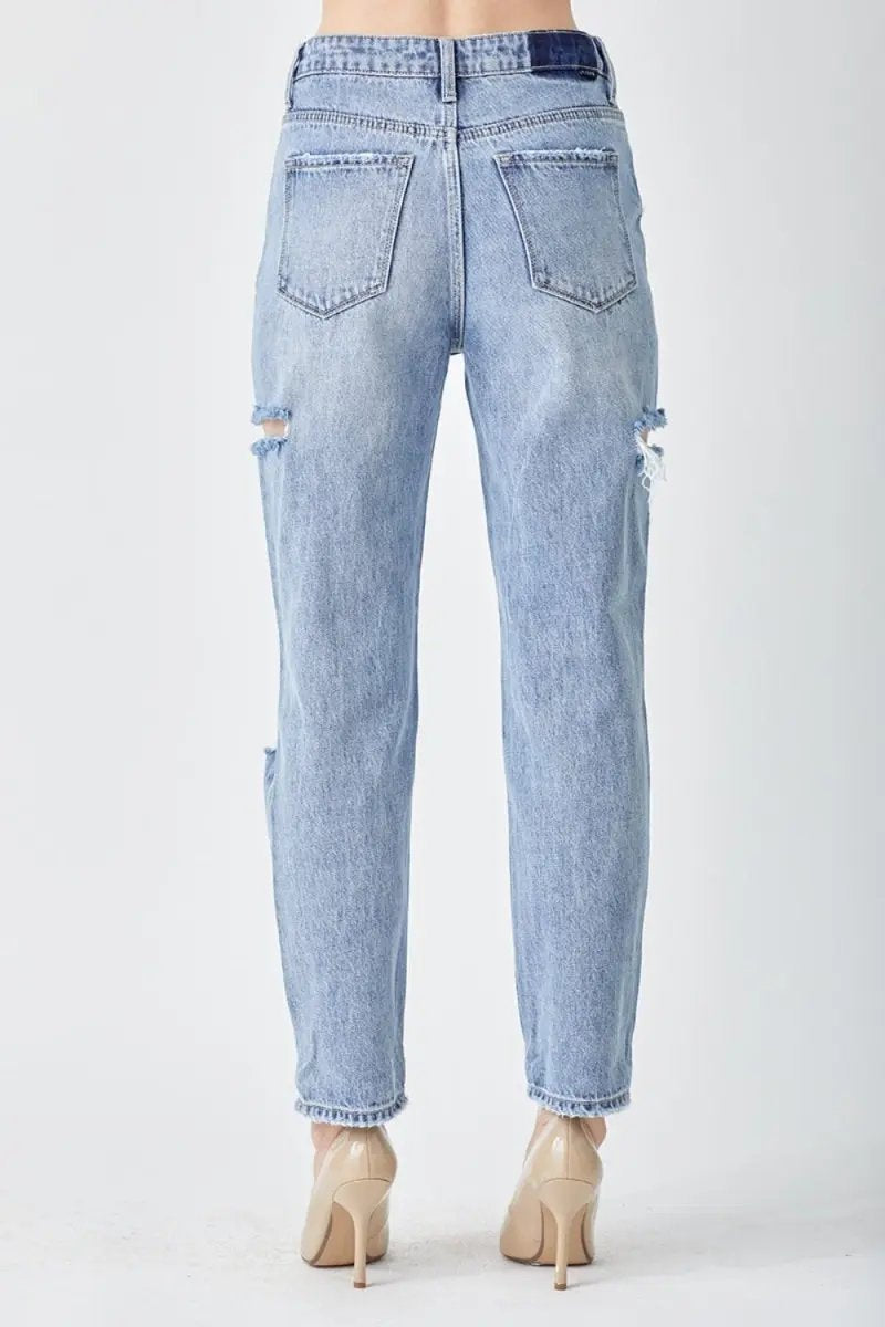 Shoes Trendsi RISEN Distressed Jeans Women's Slim Cropped Trendy Denim USA Ship