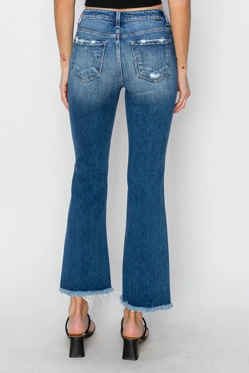 T-Shirts Trendsi RISEN Jeans Women's Everyday Frayed Hem Ankle Straight Jeans USA Ship