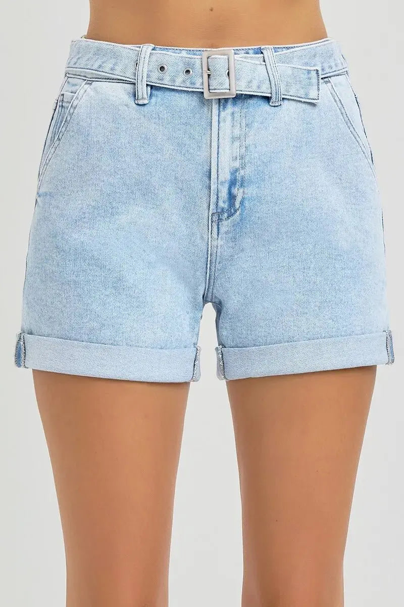 Denim Shorts - High Rise Roll Up - Plus Size
