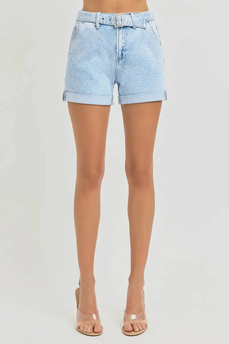 Denim Shorts - High Rise Roll Up - Plus Size