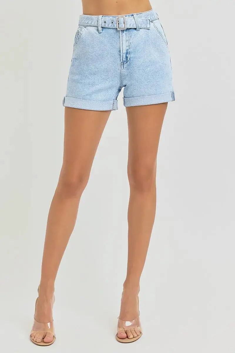 Denim Shorts - High Rise Roll Up - Plus Size