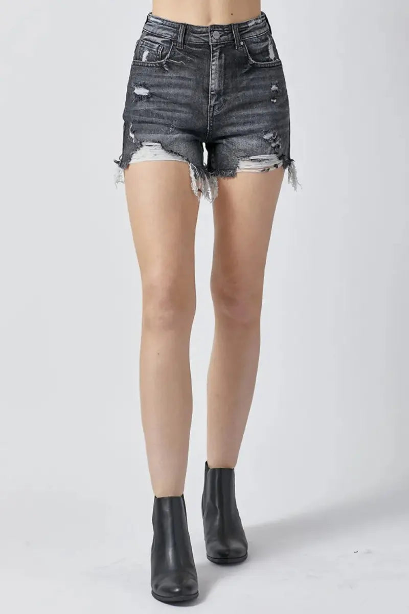 Women's Denim Shorts Denim Shorts - Distressed High Rise - Casual Comfy Fit
