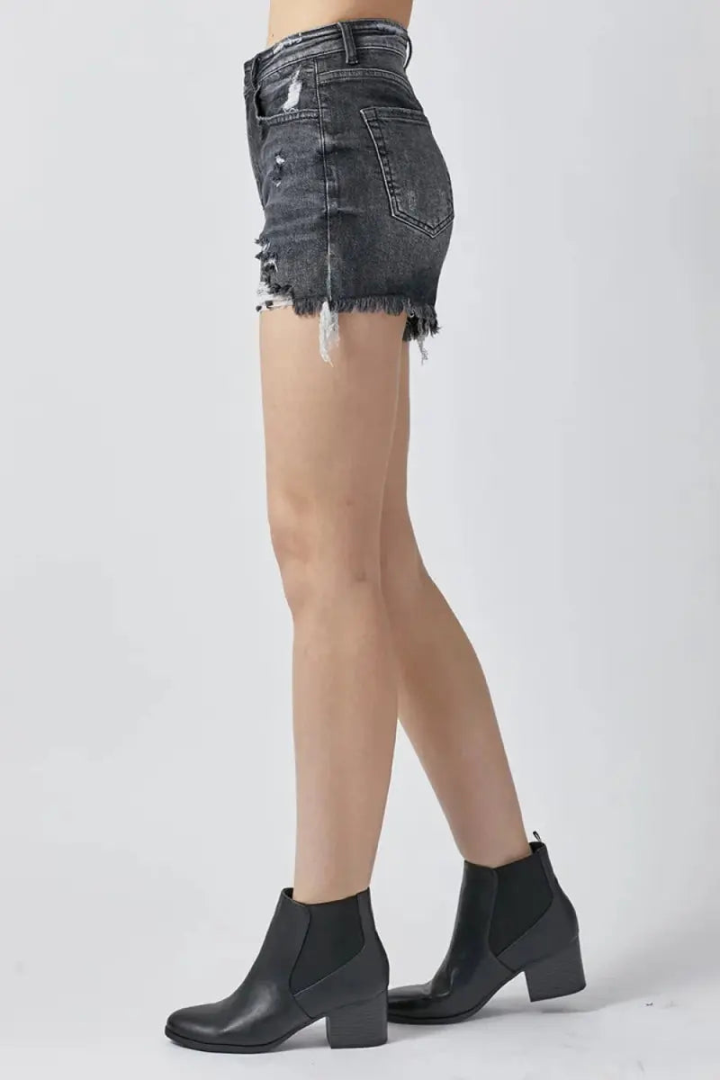 Women's Denim Shorts Denim Shorts - Distressed High Rise - Casual Comfy Fit