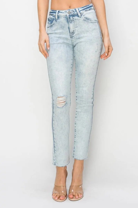 Shoes Trendsi Risen Jeans Jeans ajustados desgastados de tiro alto para mujer USA Ship
