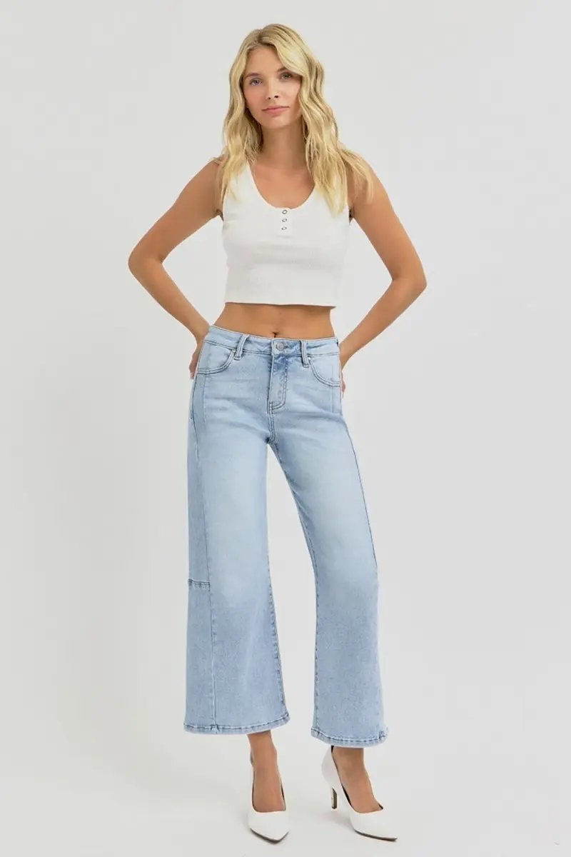 Accessories Trendsi RISEN High Rise Jeans Women's Everyday Wide Leg Crop Denim Comfortable