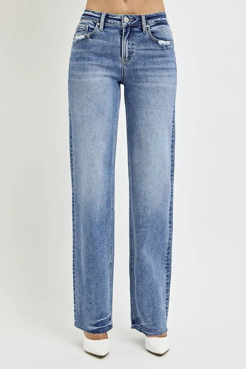 Women's Straight Leg Jeans Jeans - High Rise with Pockets - Everyday Straight Leg