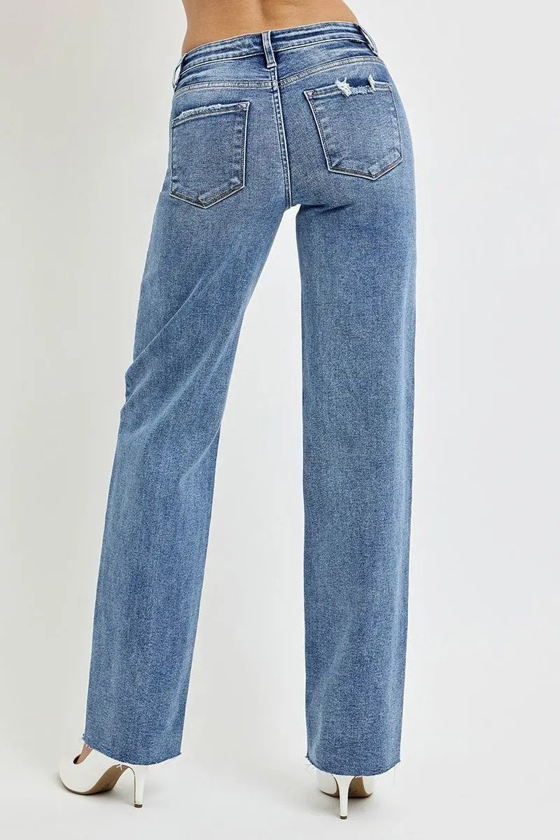 Women's Straight Leg Jeans Jeans - High Rise with Pockets - Everyday Straight Leg