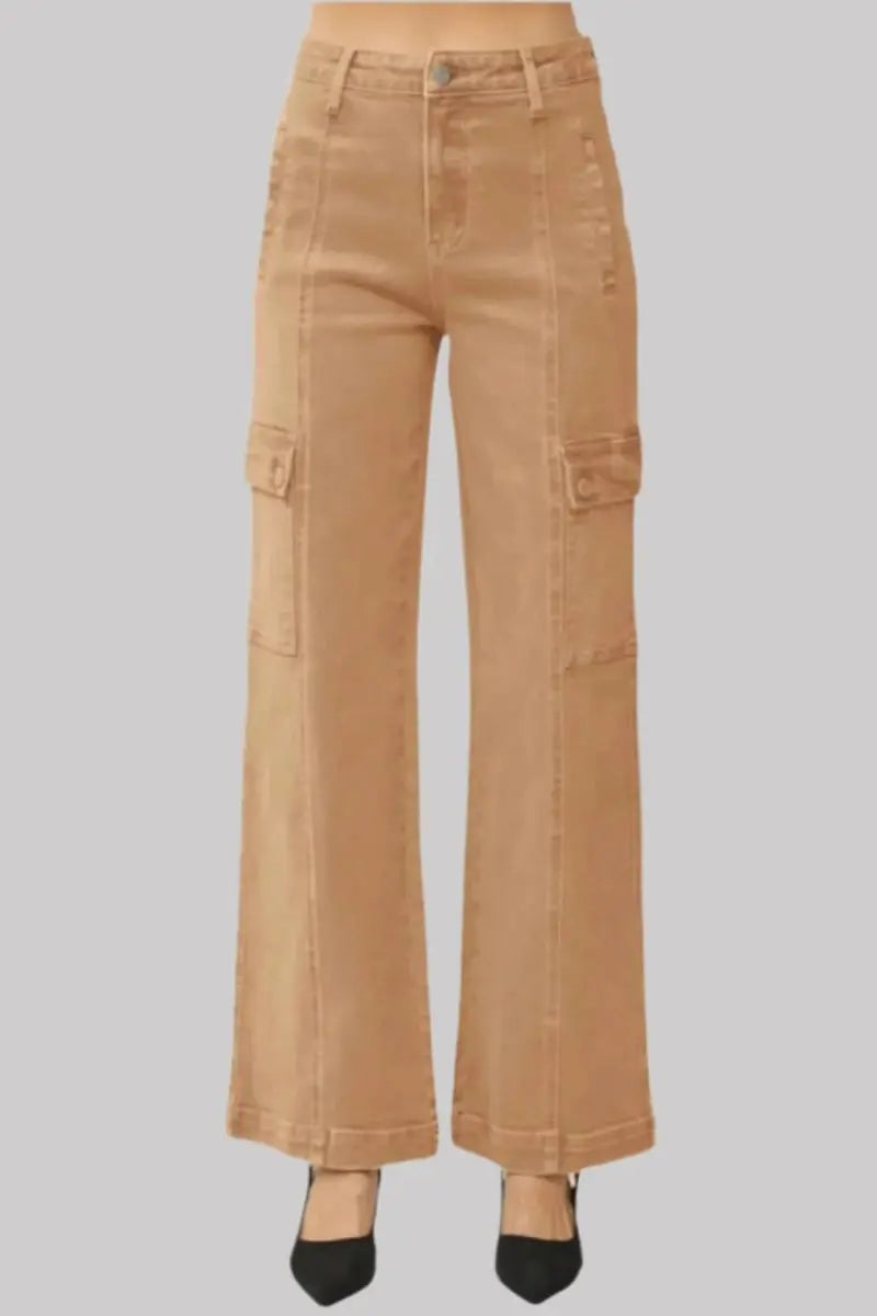 Women's Jeans - High Rise Comfy - Wide Leg Cargo