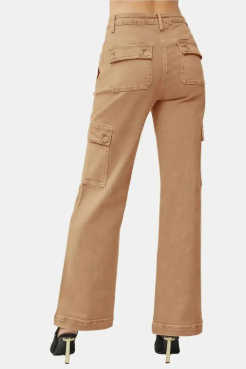 Women's Jeans - High Rise Comfy - Wide Leg Cargo