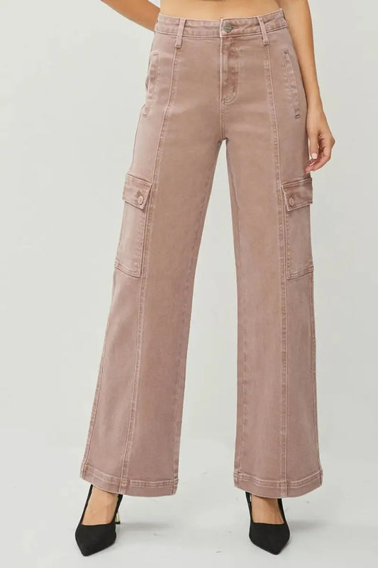 Pantalones Cargo de Jean - Tiro Alto Cómodo - Pierna Ancha