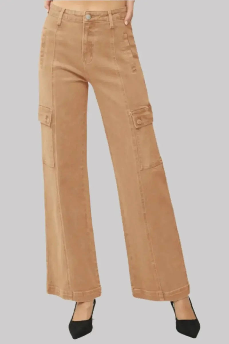 Women's Jeans - High Rise Comfy - Wide Leg Cargo