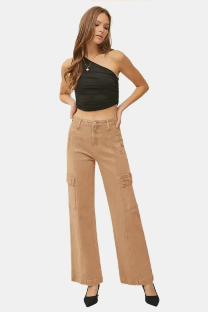 Women's Jeans - High Rise Comfy - Wide Leg Cargo