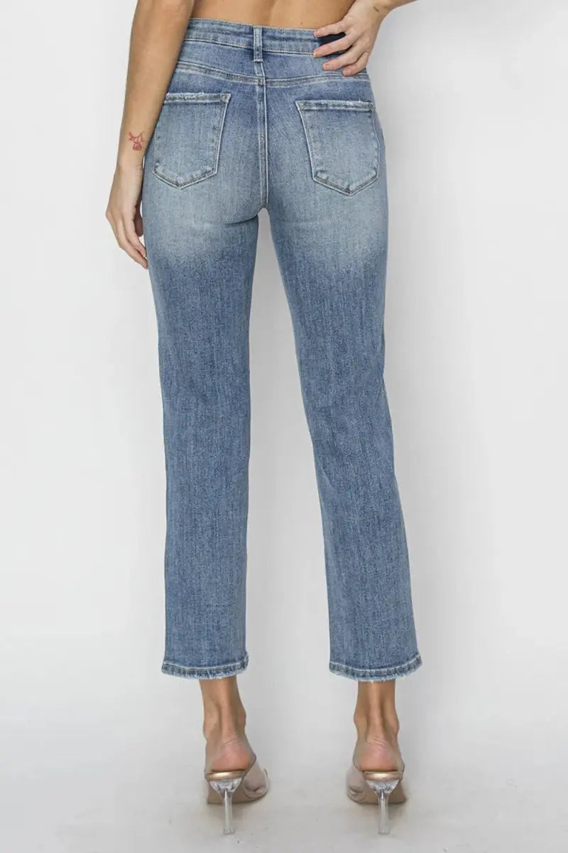 Women's Jeans Jeans - High Waist Distressed Cropped Slim Fit - Casual