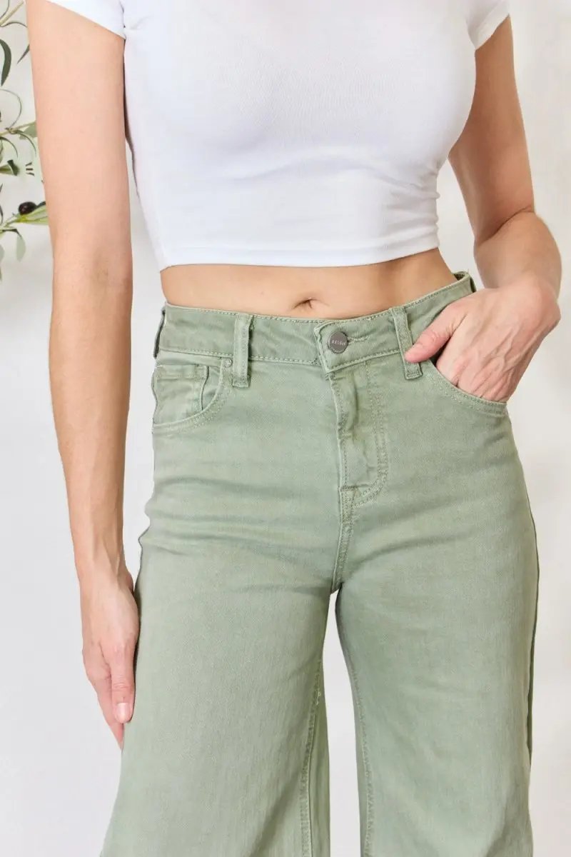 Accessories Trendsi RISEN Raw Hem Jeans Women's Casual Wide Leg Denim USA Ship