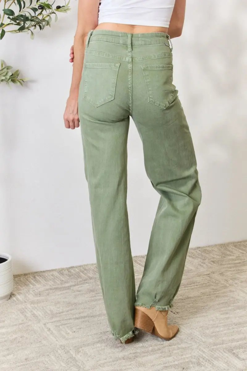 Accessories Trendsi RISEN Raw Hem Jeans Women's Casual Wide Leg Denim USA Ship