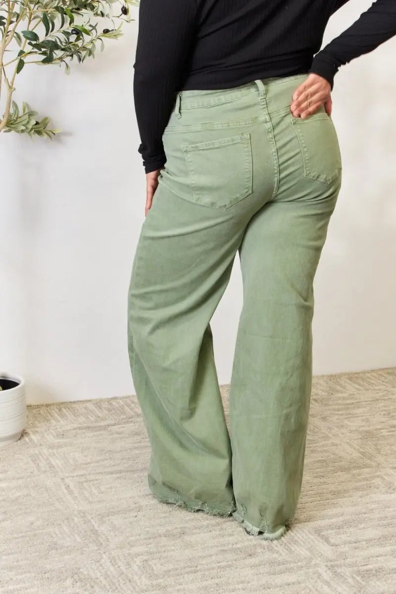 Accessories Trendsi RISEN Raw Hem Jeans Women's Casual Wide Leg Denim USA Ship