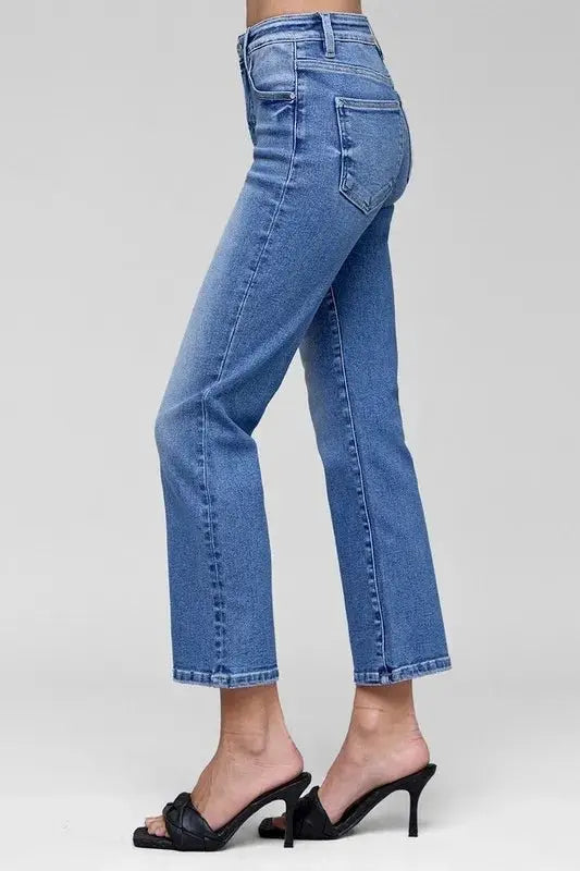 Trendsi High Rise Jeans Women's Plus Size Tummy Control Straight Leg Denim Jeans