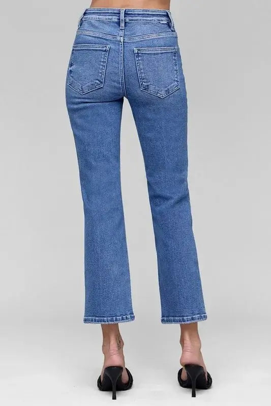 Trendsi High Rise Jeans Women's Plus Size Tummy Control Straight Leg Denim Jeans