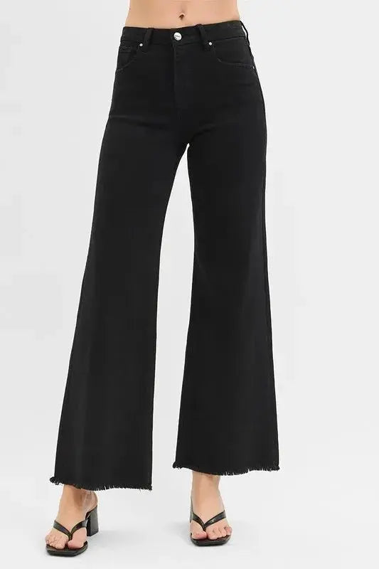 T-Shirts Trendsi RISEN Jeans + Tummy Control High Rise + Everyday Wear + Women's Jeans + Wide Leg, Plus Size