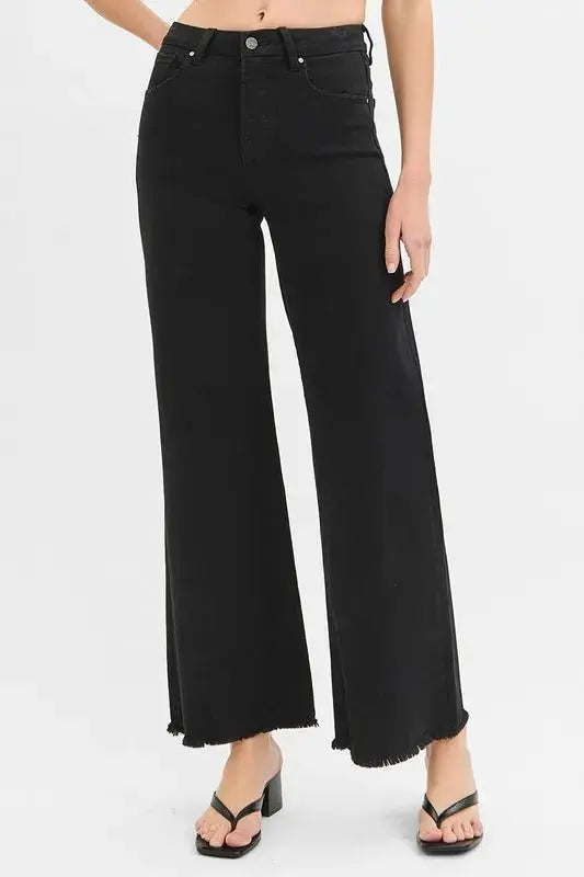 T-Shirts Trendsi RISEN Jeans + Tummy Control High Rise + Everyday Wear + Women's Jeans + Wide Leg, Plus Size