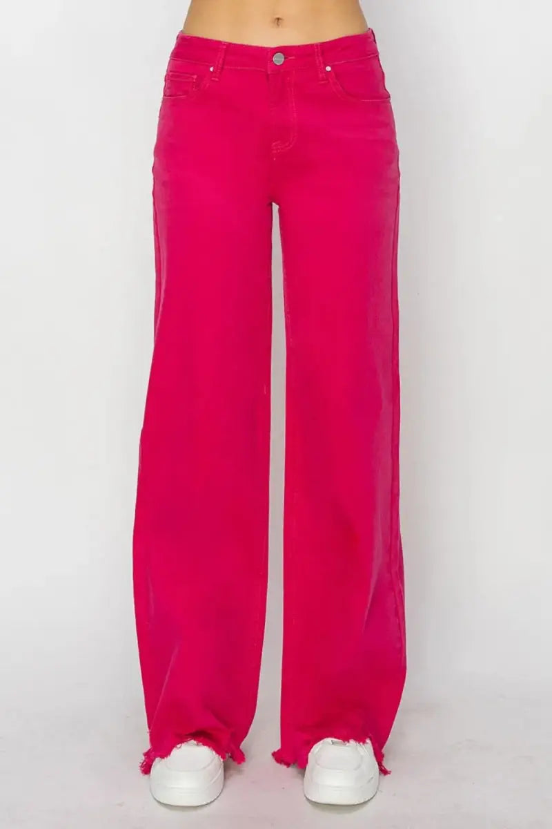 T-Shirts Trendsi High Rise Wide Leg Jeans Women's Trendy Casual Denim - Comfy Fit