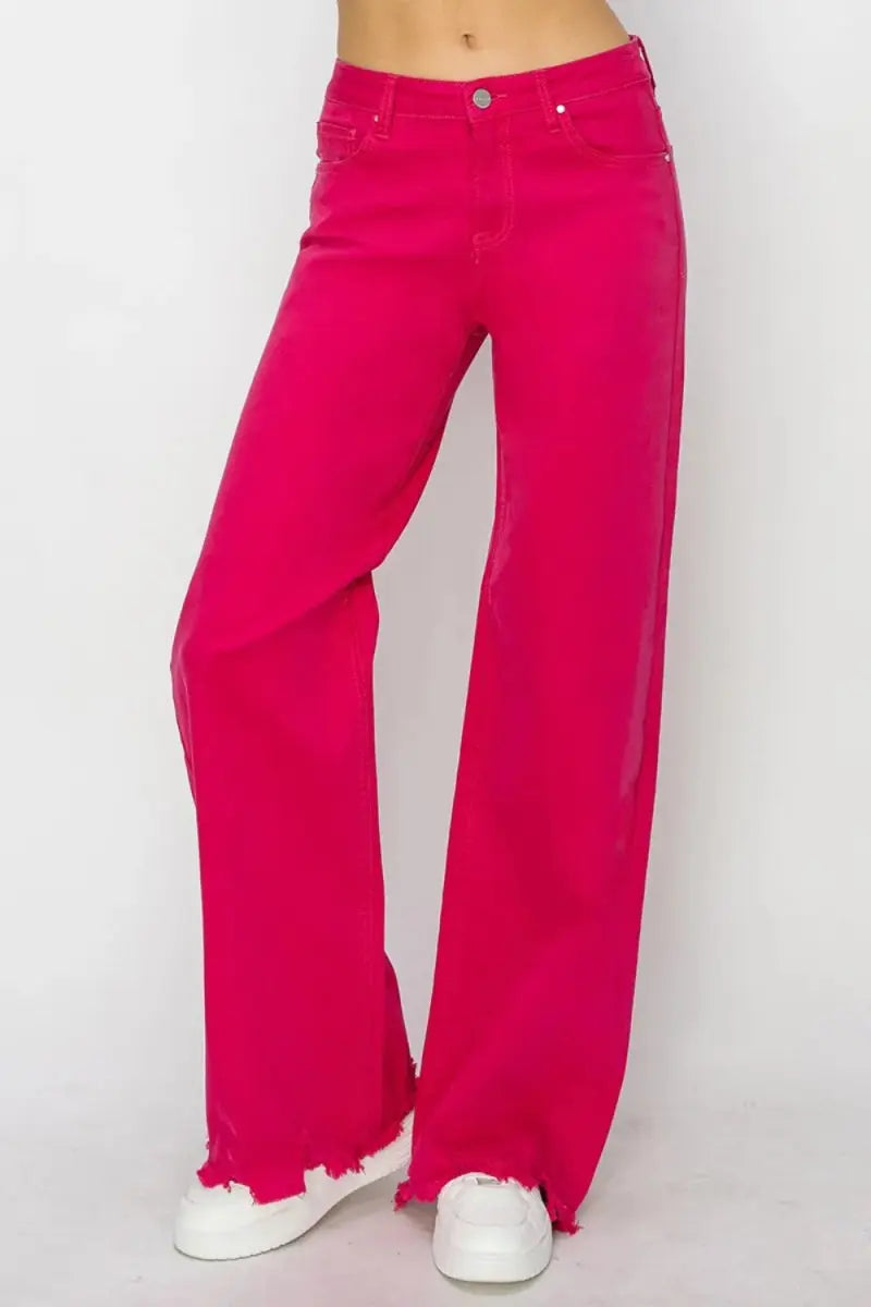 T-Shirts Trendsi High Rise Wide Leg Jeans Women's Trendy Casual Denim - Comfy Fit