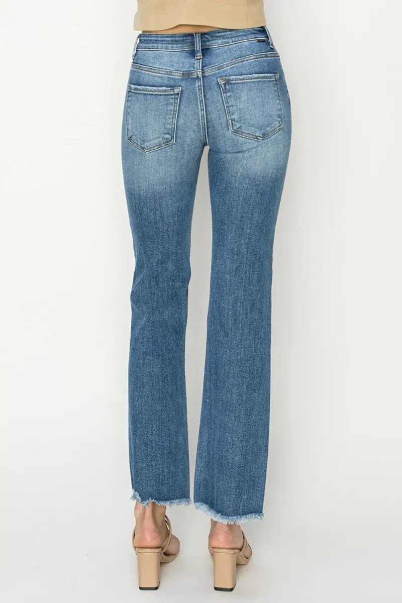 Women's Jeans Jeans - Mid-Rise Frayed Hem Comfort Fit - Bootcut