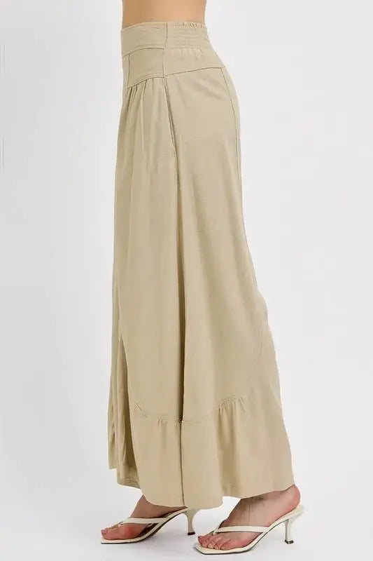 Trendsi Shirring Wide Leg Pants Women's Casual Flowy Trousers USA Ship